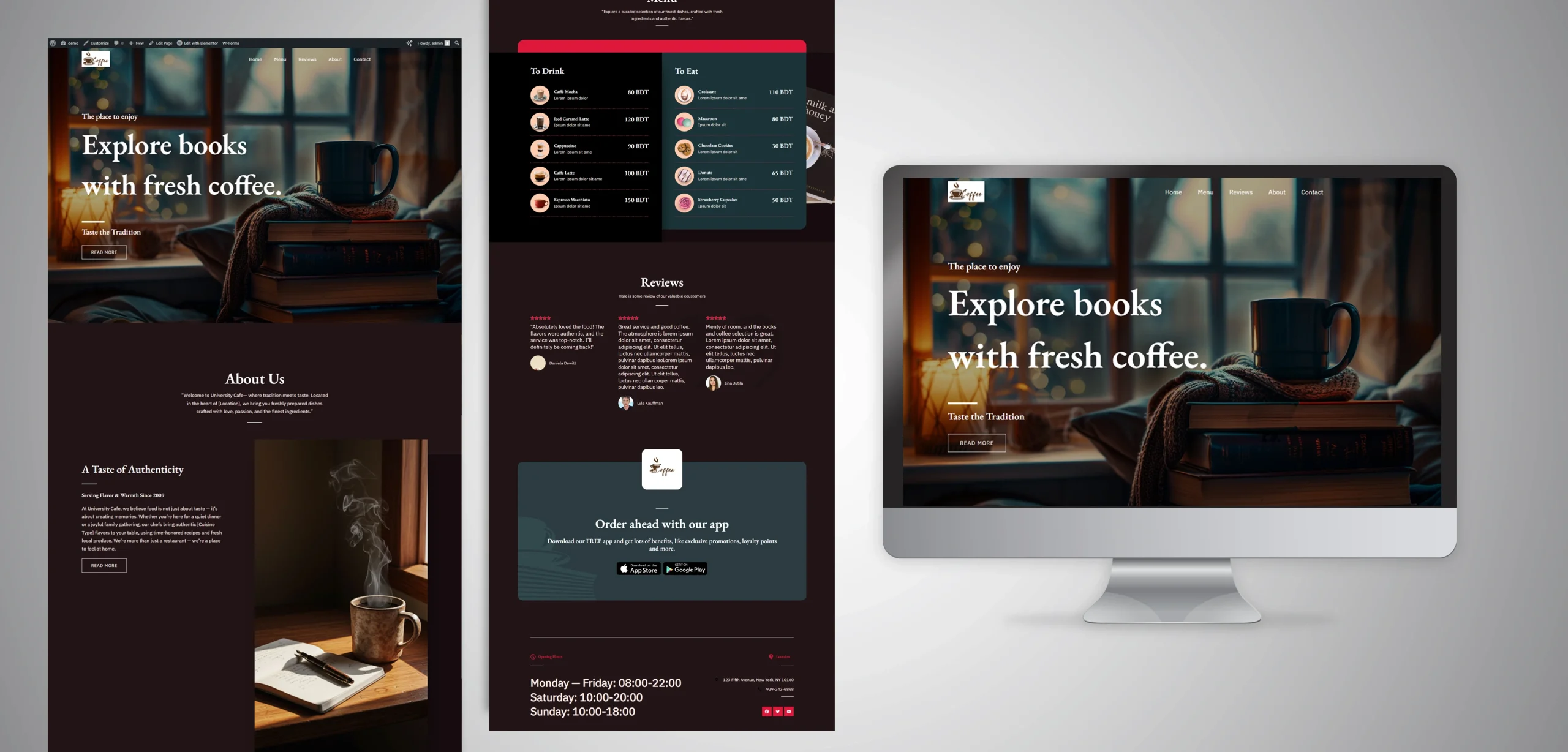 9 University cafe website mokup